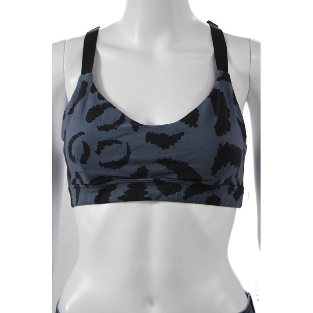 The Upside Womens Racerback Spotted Athletic Sports Bra Blue Size 10
